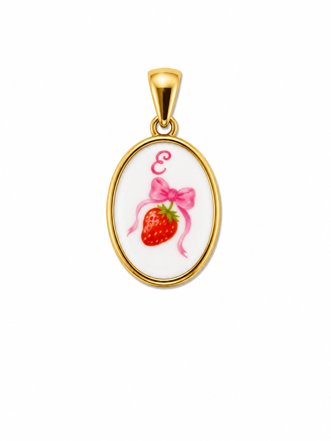 Ciondolo Fragola Fiocco Rosa